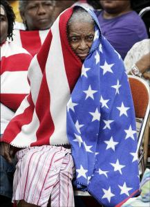 black woman and flag